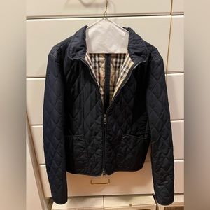 Burberry quilted navy jacket